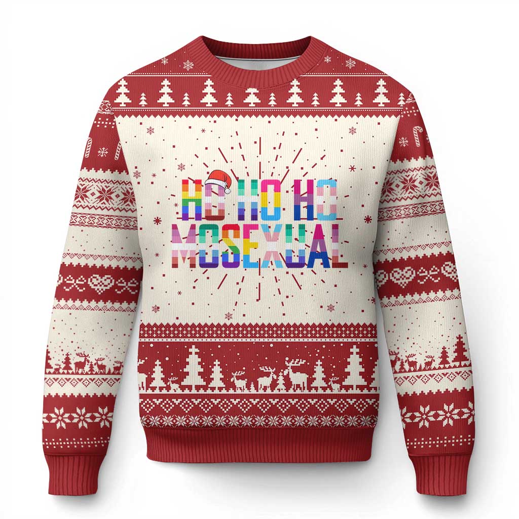 Funny LGBT Xmas Ugly Christmas Sweater Ho Ho Ho Mosexual LGBT Flag TS11 Red Print Your Wear