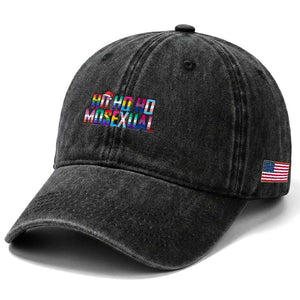 Funny LGBT Christmas Washed Cotton Baseball Cap Ho Ho Ho Mosexual LGBT Flag TS11 Print Your Wear