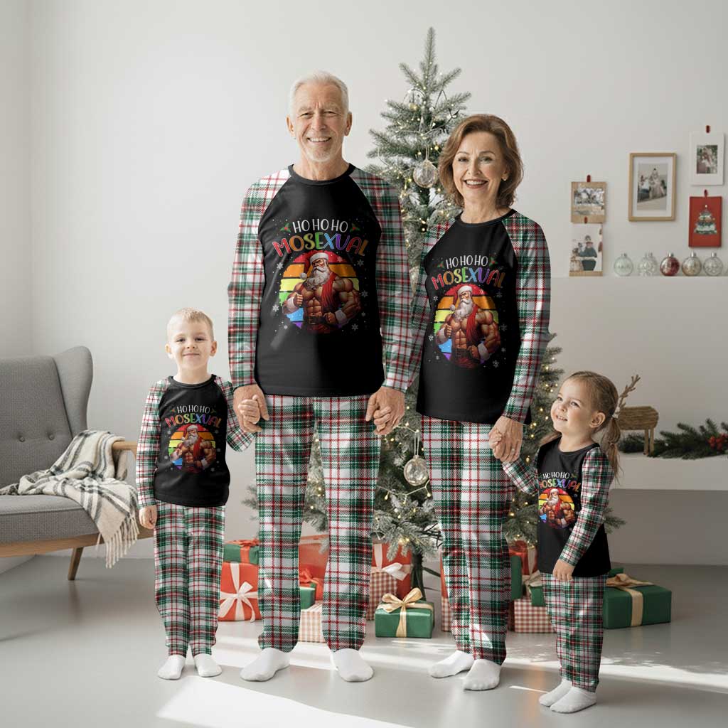 Funny Xmas LGBT Plaid Pajama Set Ho Ho Ho Mosexual Rainbow Santa TS11 Christmas Plaid Print Your Wear