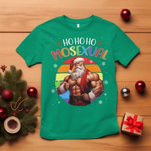 Funny Christmas LGBT T Shirt Ho Ho Ho Mosexual Rainbow Santa TS11 Irish Green Print Your Wear