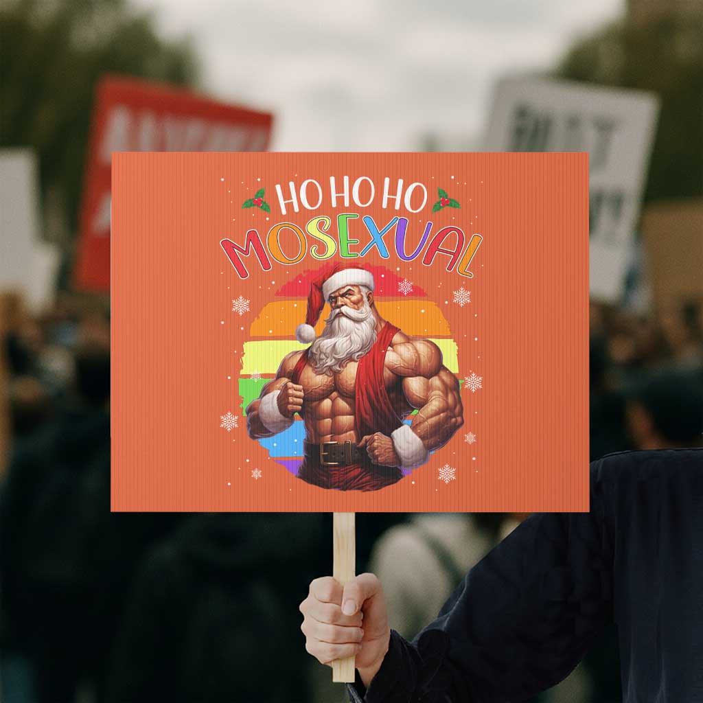 Funny Christmas LGBT Protest Sign Ho Ho Ho Mosexual Rainbow Santa TS11 Horizontal 18