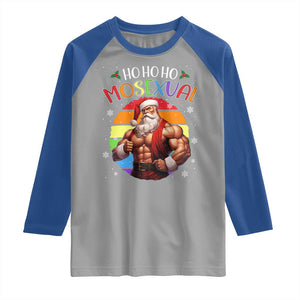 Funny Christmas LGBT Raglan Shirt Ho Ho Ho Mosexual Rainbow Santa TS11 Sport Gray Royal Print Your Wear
