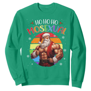 Funny Christmas LGBT Sweatshirt Ho Ho Ho Mosexual Rainbow Santa TS11 Irish Green Print Your Wear