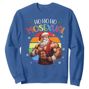 Funny Christmas LGBT Sweatshirt Ho Ho Ho Mosexual Rainbow Santa TS11 Royal Blue Print Your Wear