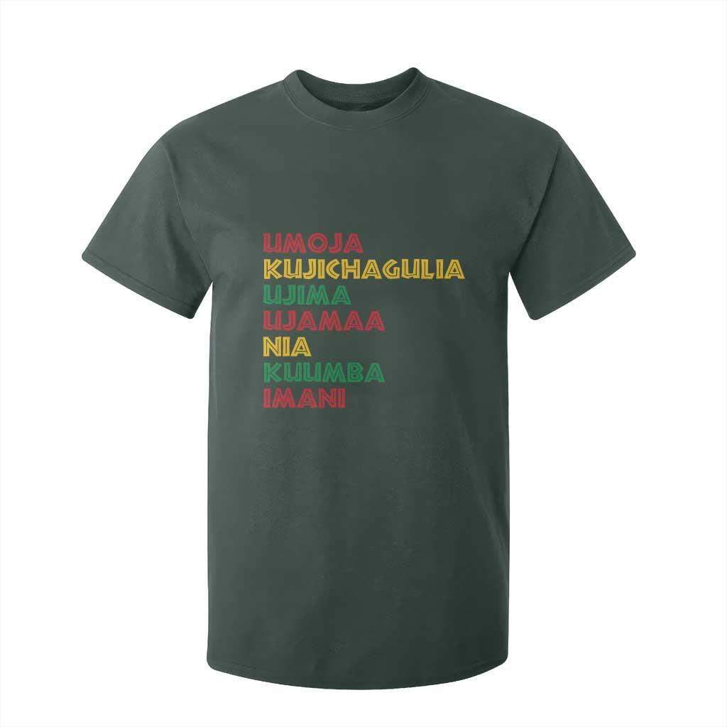 Seven Principles Of Kwanzaa African Nguzo Saba T Shirt For Kid TS11 Dark Forest Green Print Your Wear