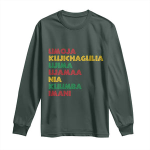 Seven Principles Of Kwanzaa African Nguzo Saba Long Sleeve Shirt TS11 Dark Forest Green Print Your Wear