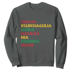 Seven Principles Of Kwanzaa African Nguzo Saba Sweatshirt TS11 Dark Heather Print Your Wear