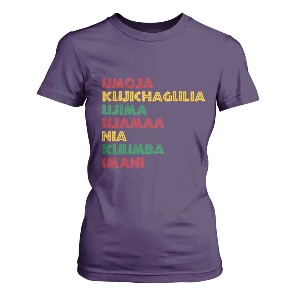 Seven Principles Of Kwanzaa African Nguzo Saba T Shirt For Women TS11 Purple Print Your Wear