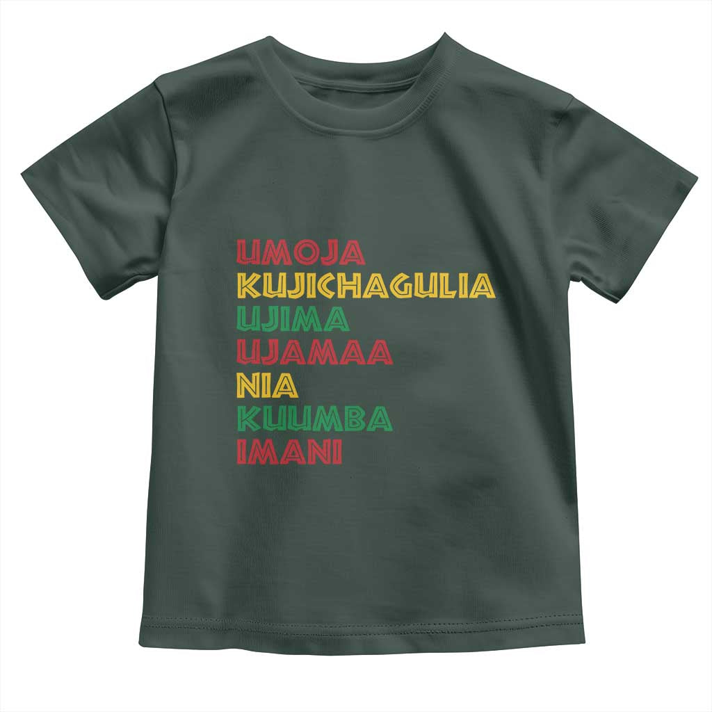 Seven Principles Of Kwanzaa African Nguzo Saba Toddler T Shirt TS11 Dark Forest Green Print Your Wear