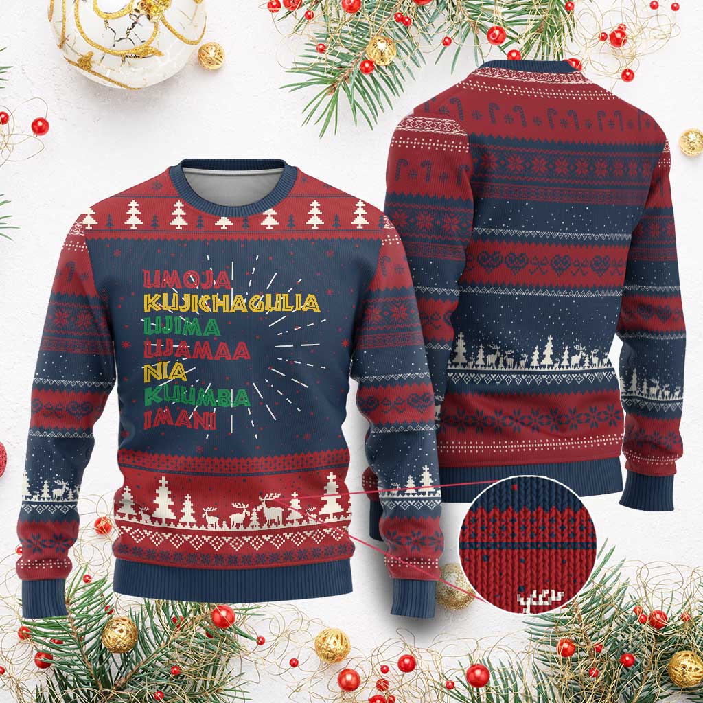 Seven Principles Of Kwanzaa African Nguzo Saba Ugly Christmas Sweater TS11 Burgundy Print Your Wear