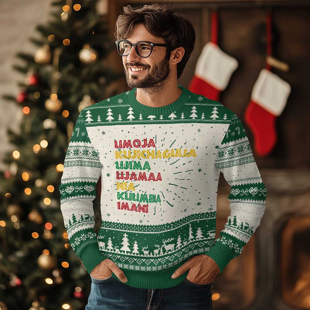 Seven Principles Of Kwanzaa African Nguzo Saba Ugly Christmas Sweater TS11 Green Print Your Wear