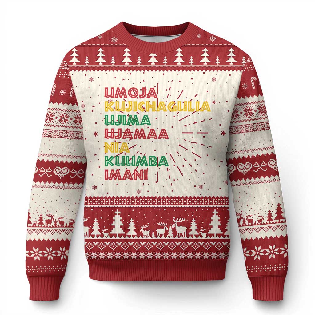 Seven Principles Of Kwanzaa African Nguzo Saba Ugly Christmas Sweater TS11 Red Print Your Wear