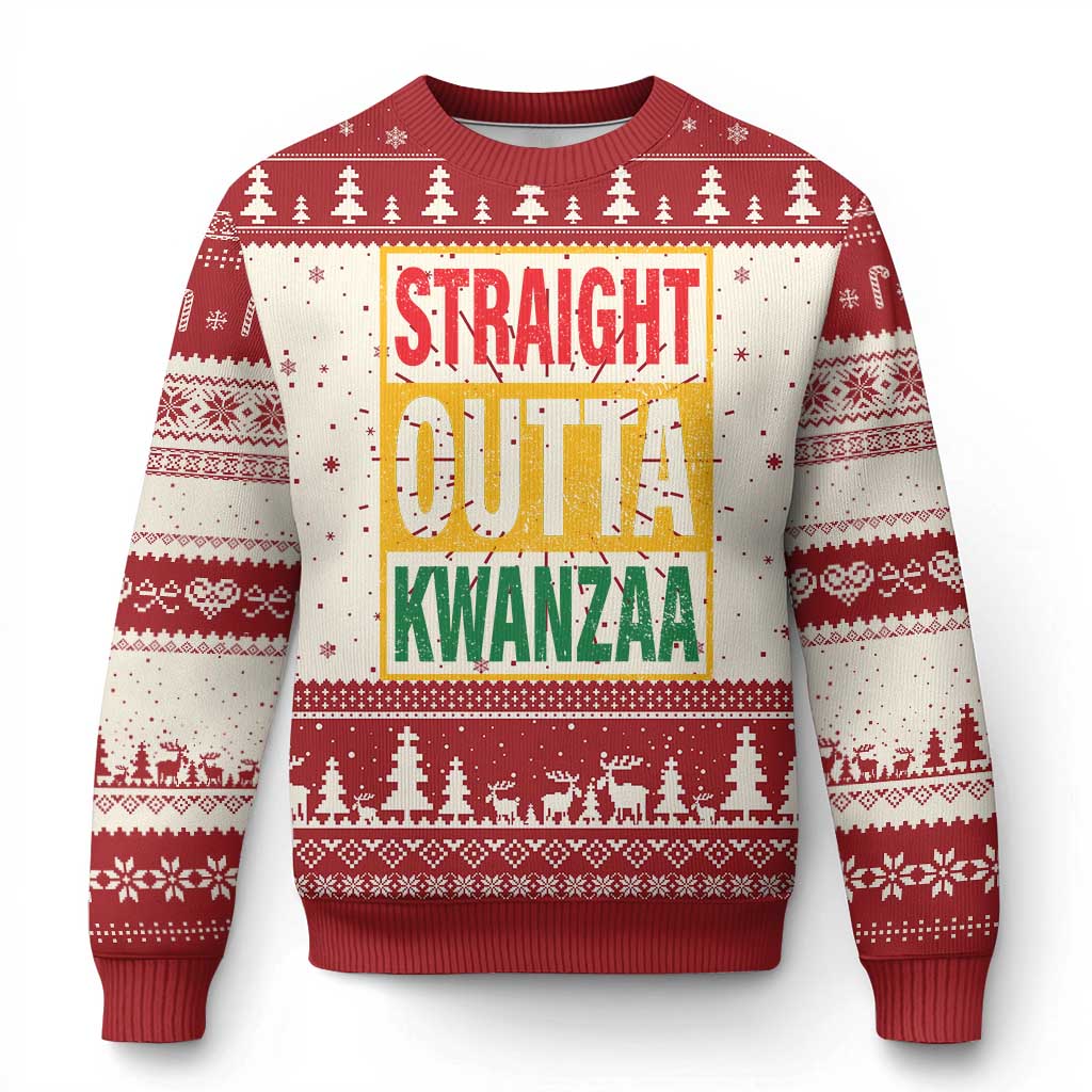 Funny Straight Outta Kwanzaa African American Heritage Ugly Christmas Sweater TS11 Red Print Your Wear