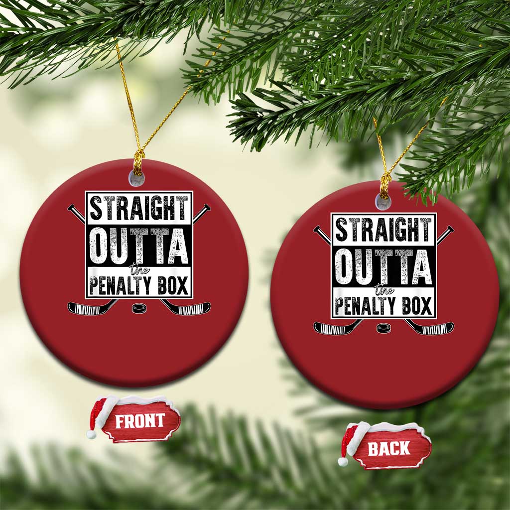 Funny Ice Hockey Christmas Ornament Straight Outta The Penalty Box Vintage Ice Hockey Sticks TS11 Circle Red Print Your Wear