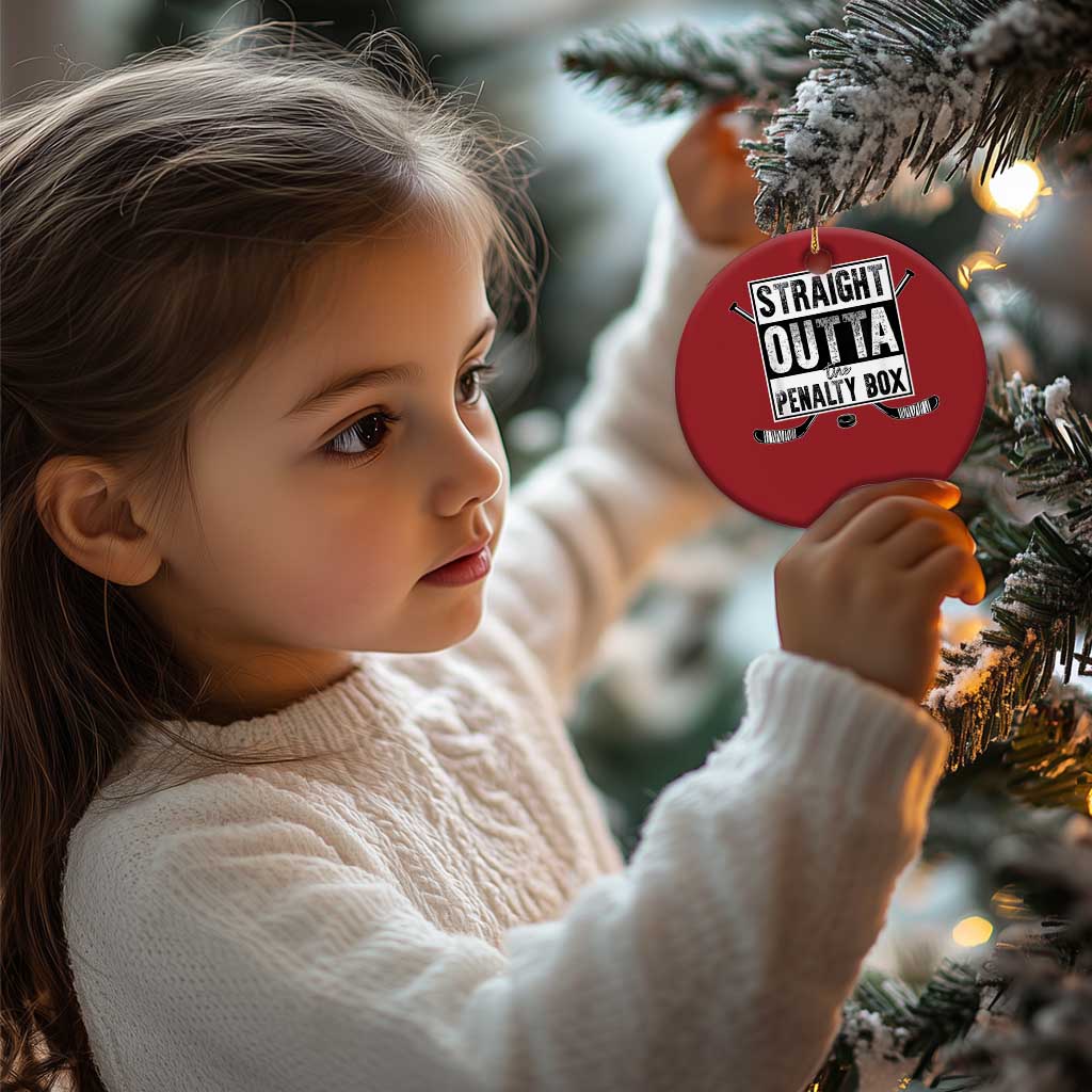 Funny Ice Hockey Christmas Ornament Straight Outta The Penalty Box Vintage Ice Hockey Sticks TS11 Print Your Wear