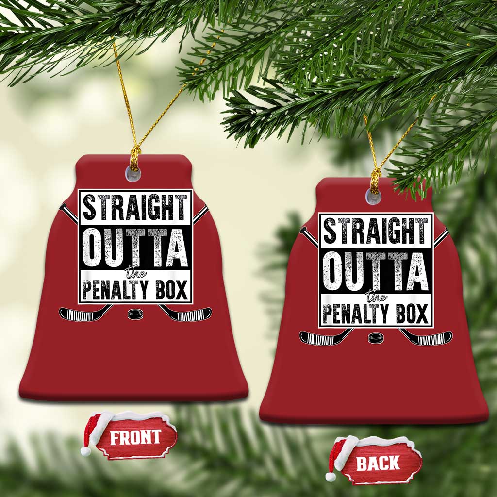 Funny Ice Hockey Christmas Ornament Straight Outta The Penalty Box Vintage Ice Hockey Sticks TS11 Bell Flake Red Print Your Wear