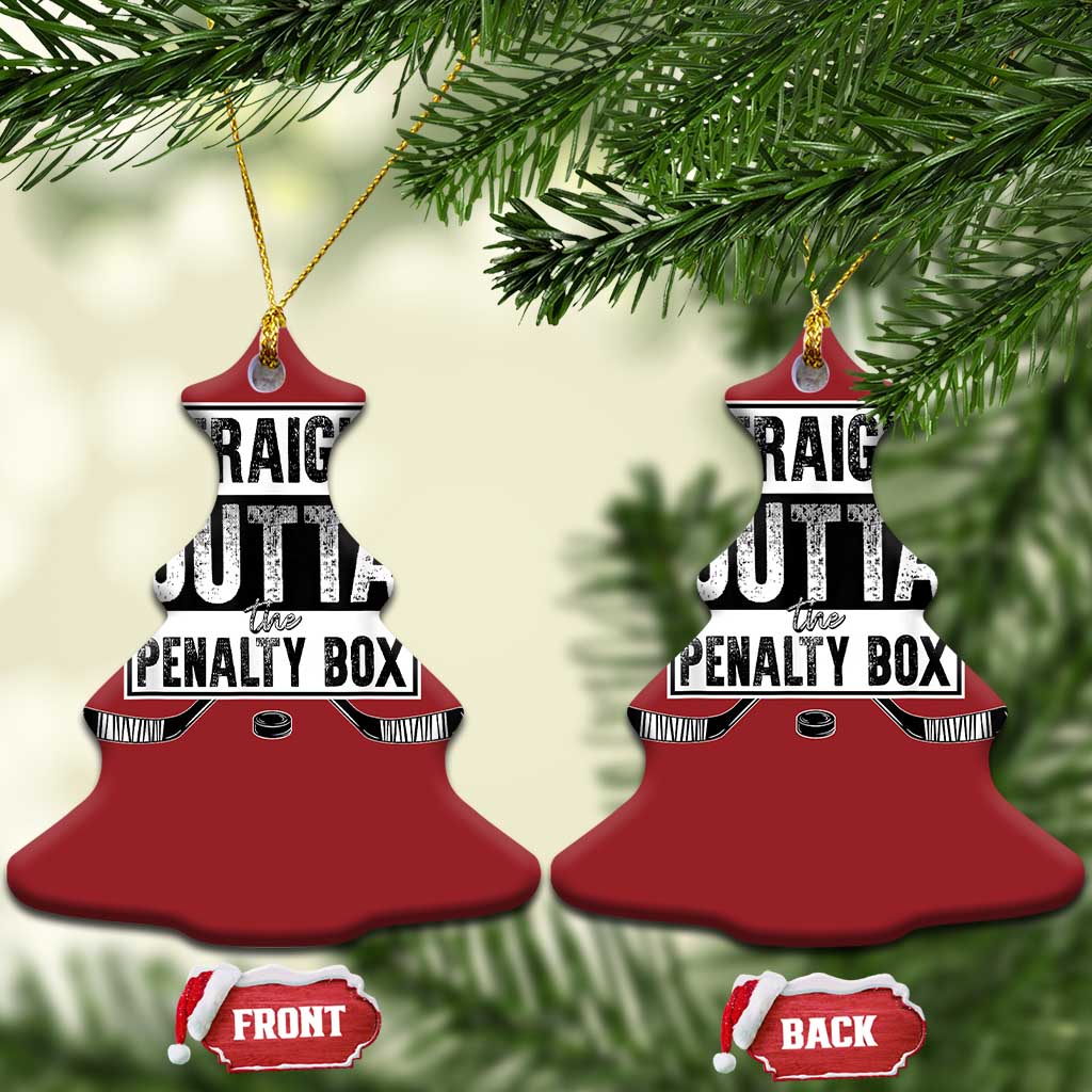 Funny Ice Hockey Christmas Ornament Straight Outta The Penalty Box Vintage Ice Hockey Sticks TS11 Christmas Tree Red Print Your Wear