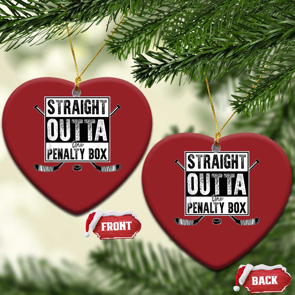 Funny Ice Hockey Christmas Ornament Straight Outta The Penalty Box Vintage Ice Hockey Sticks TS11 Heart Red Print Your Wear
