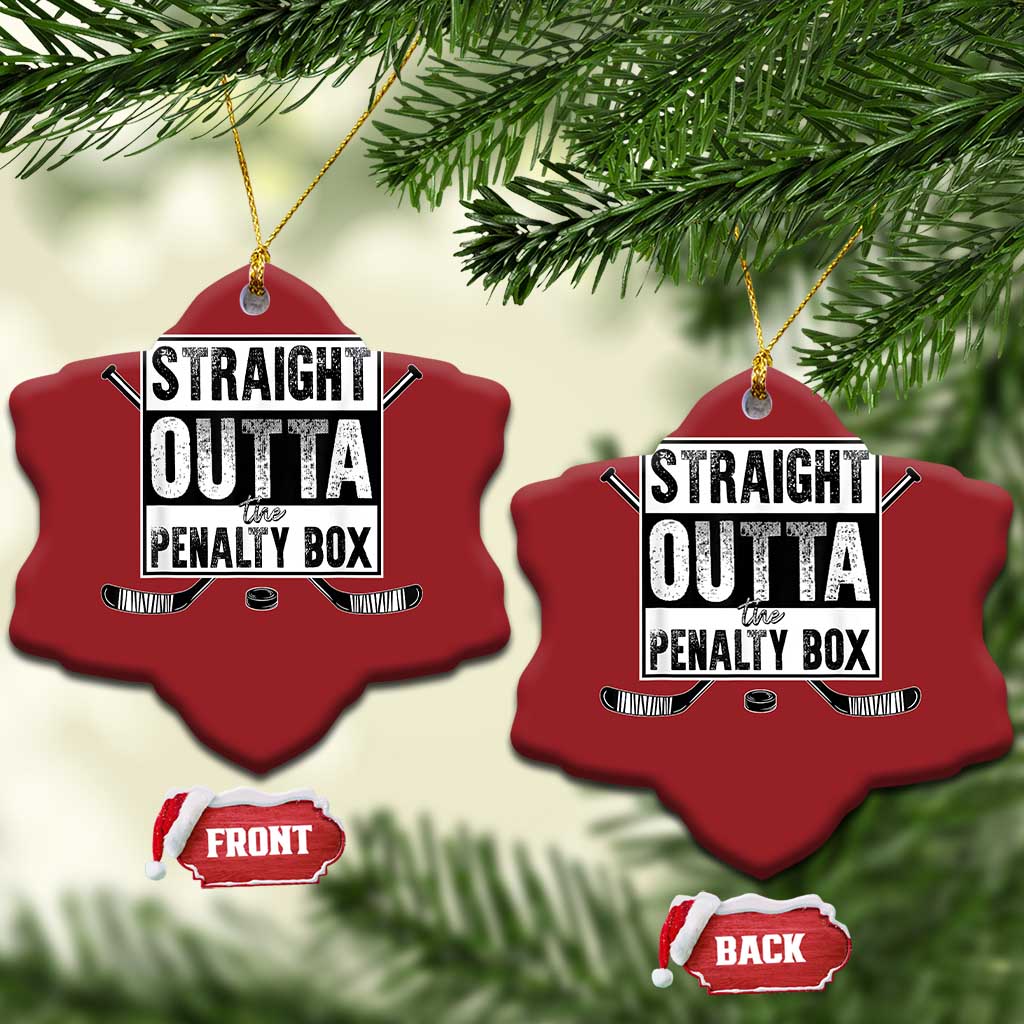 Funny Ice Hockey Christmas Ornament Straight Outta The Penalty Box Vintage Ice Hockey Sticks TS11 Snow Flake Red Print Your Wear