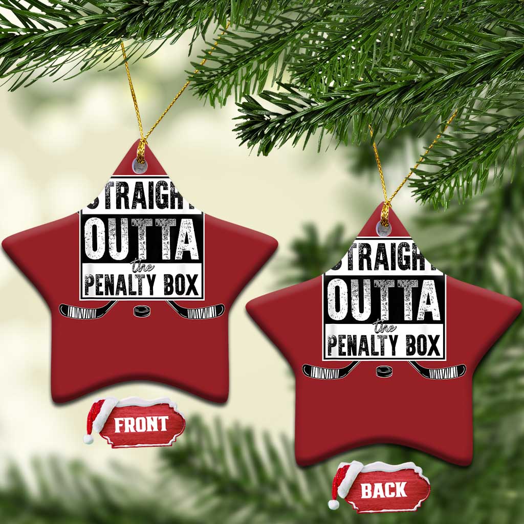 Funny Ice Hockey Christmas Ornament Straight Outta The Penalty Box Vintage Ice Hockey Sticks TS11 Star Red Print Your Wear