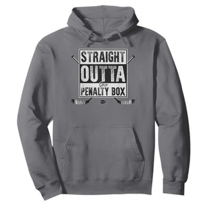 Funny Ice Hockey Hoodie Straight Outta The Penalty Box Vintage Ice Hockey Sticks TS11 Charcoal Print Your Wear