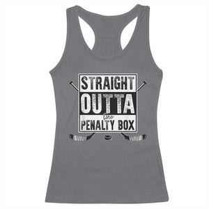 Funny Ice Hockey Racerback Tank Top Straight Outta The Penalty Box Vintage Ice Hockey Sticks TS11 Charcoal Print Your Wear