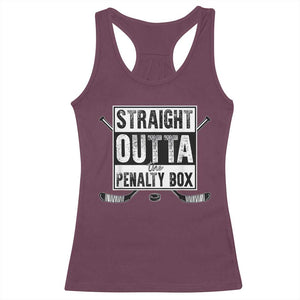 Funny Ice Hockey Racerback Tank Top Straight Outta The Penalty Box Vintage Ice Hockey Sticks TS11 Maroon Print Your Wear