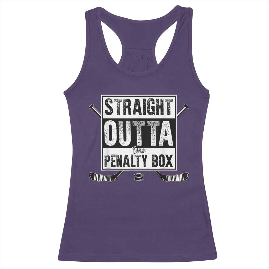 Funny Ice Hockey Racerback Tank Top Straight Outta The Penalty Box Vintage Ice Hockey Sticks TS11 Purple Print Your Wear