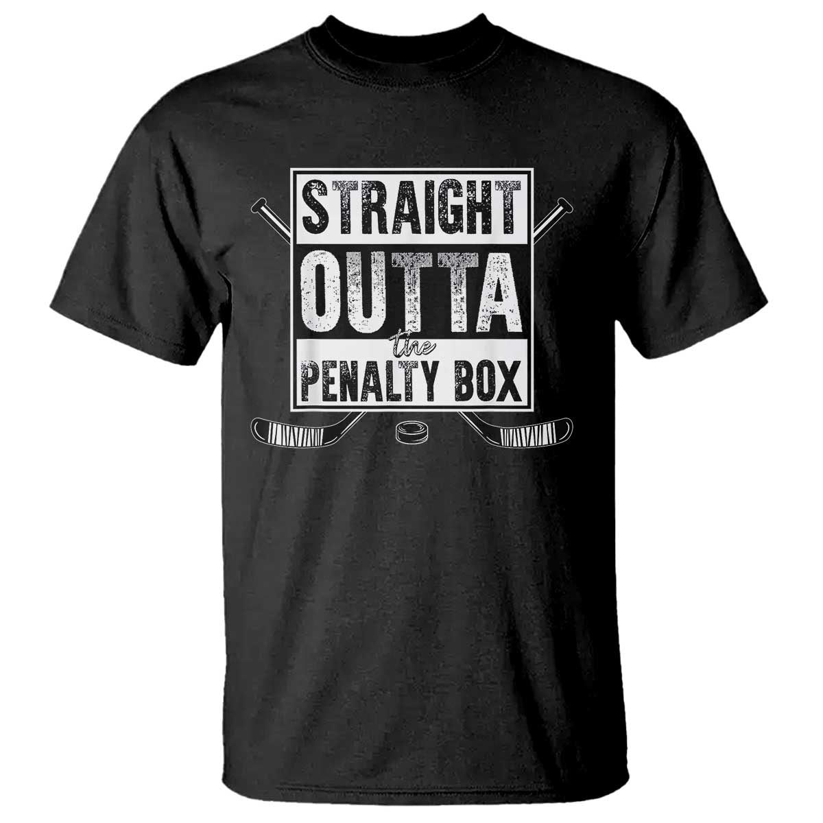 Funny Ice Hockey T Shirt Straight Outta The Penalty Box Vintage Ice Hockey Sticks TS11 Black Print Your Wear