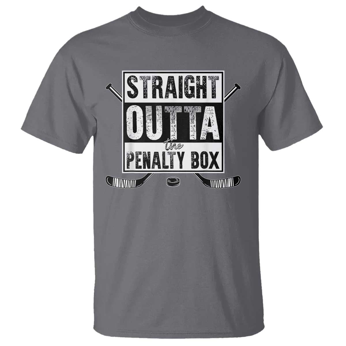 Funny Ice Hockey T Shirt Straight Outta The Penalty Box Vintage Ice Hockey Sticks TS11 Charcoal Print Your Wear