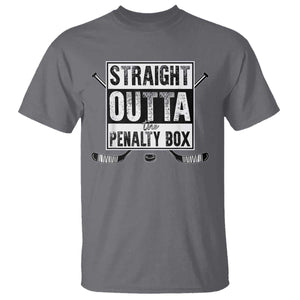 Funny Ice Hockey T Shirt Straight Outta The Penalty Box Vintage Ice Hockey Sticks TS11 Charcoal Print Your Wear
