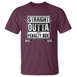 Funny Ice Hockey T Shirt Straight Outta The Penalty Box Vintage Ice Hockey Sticks TS11 Maroon Print Your Wear