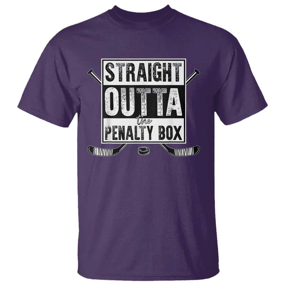 Funny Ice Hockey T Shirt Straight Outta The Penalty Box Vintage Ice Hockey Sticks TS11 Purple Print Your Wear