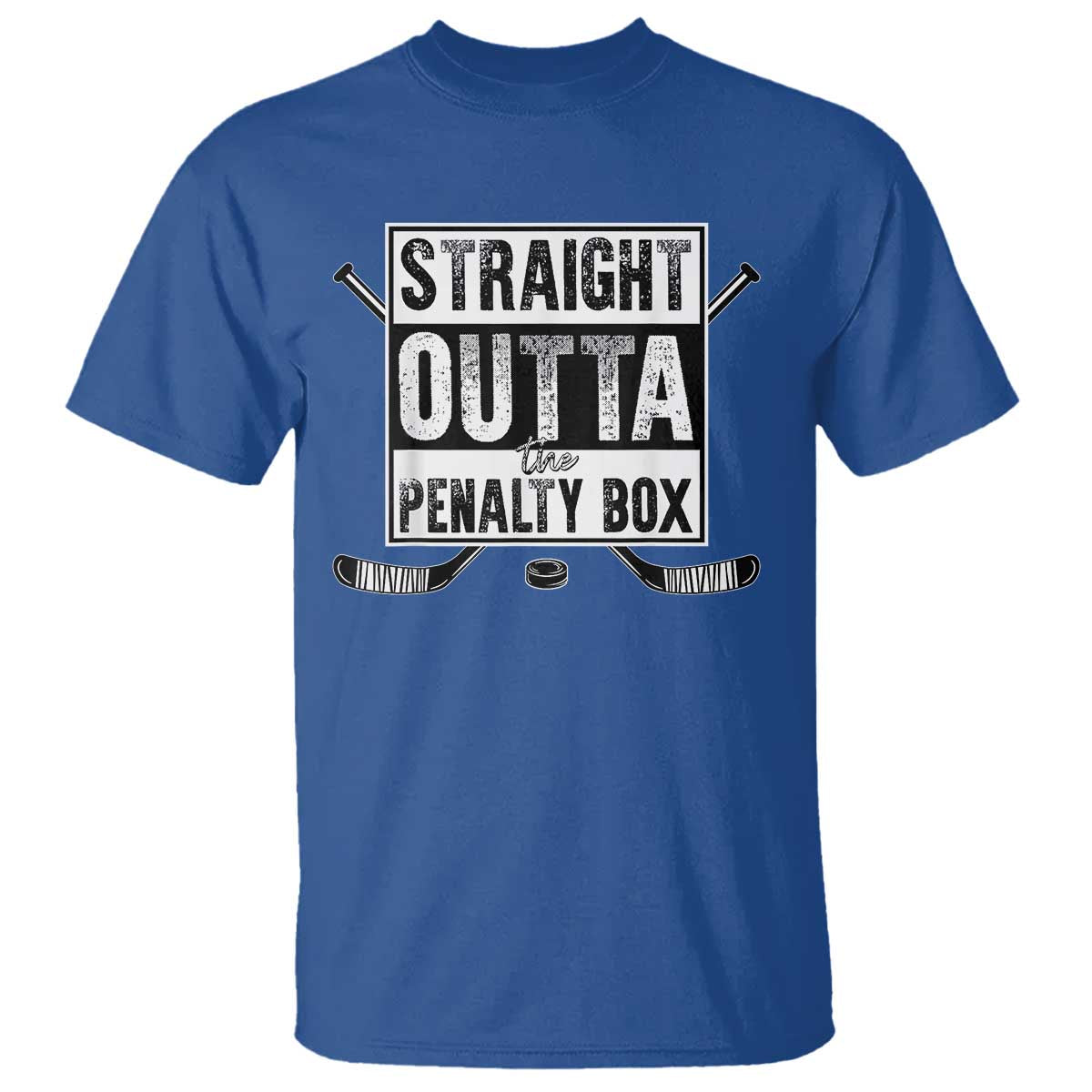 Funny Ice Hockey T Shirt Straight Outta The Penalty Box Vintage Ice Hockey Sticks TS11 Royal Blue Print Your Wear