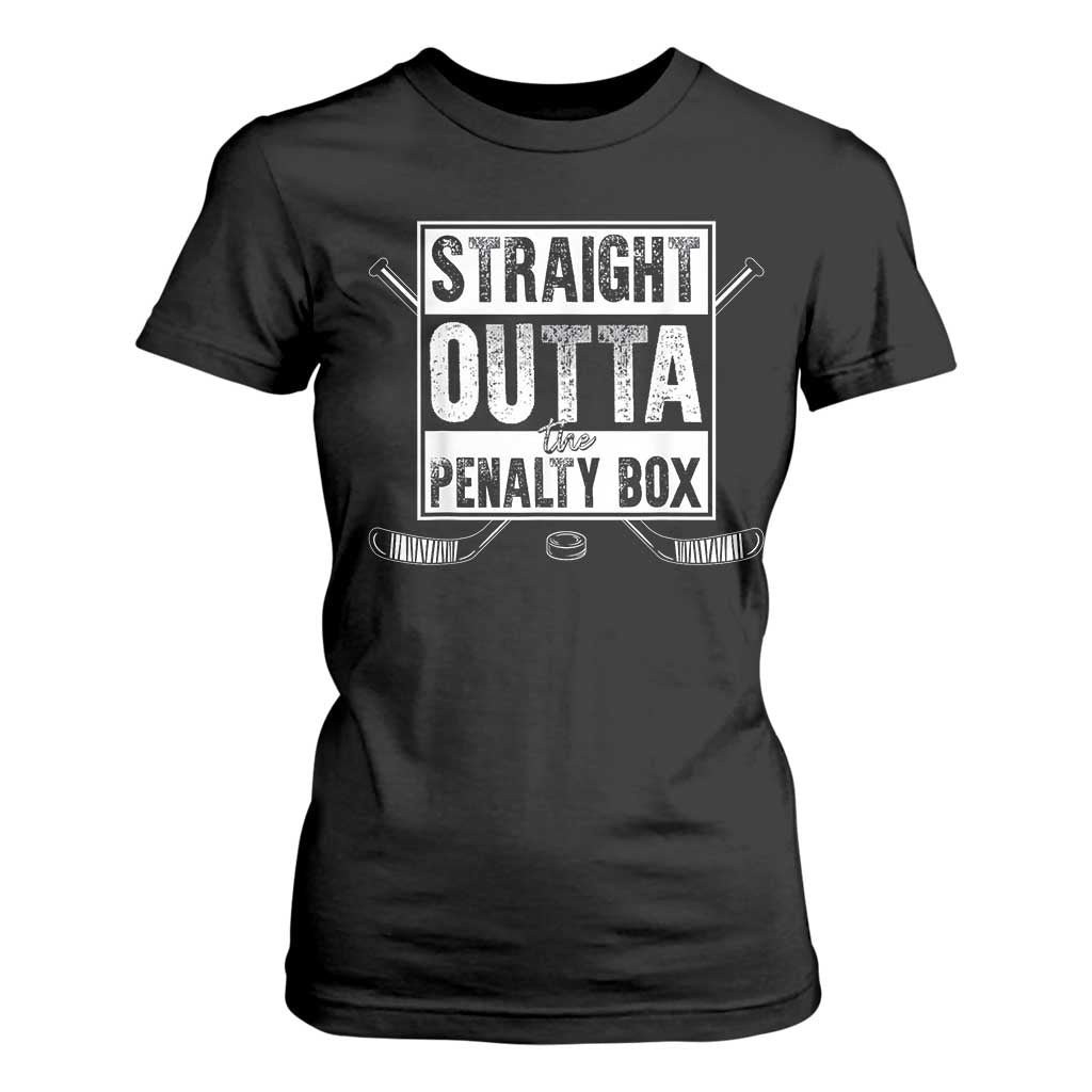 Funny Ice Hockey T Shirt For Women Straight Outta The Penalty Box Vintage Ice Hockey Sticks TS11 Black Print Your Wear