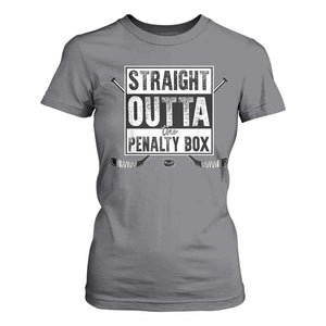 Funny Ice Hockey T Shirt For Women Straight Outta The Penalty Box Vintage Ice Hockey Sticks TS11 Charcoal Print Your Wear