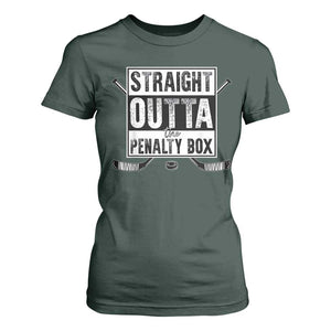 Funny Ice Hockey T Shirt For Women Straight Outta The Penalty Box Vintage Ice Hockey Sticks TS11 Dark Forest Green Print Your Wear