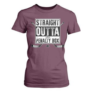 Funny Ice Hockey T Shirt For Women Straight Outta The Penalty Box Vintage Ice Hockey Sticks TS11 Maroon Print Your Wear