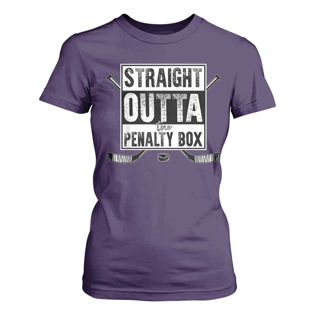 Funny Ice Hockey T Shirt For Women Straight Outta The Penalty Box Vintage Ice Hockey Sticks TS11 Purple Print Your Wear