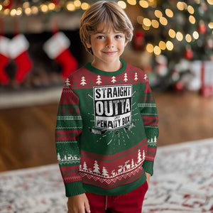 Funny Ice Hockey Ugly Christmas Sweater Straight Outta The Penalty Box Vintage Ice Hockey Sticks TS11 Christmas Print Your Wear