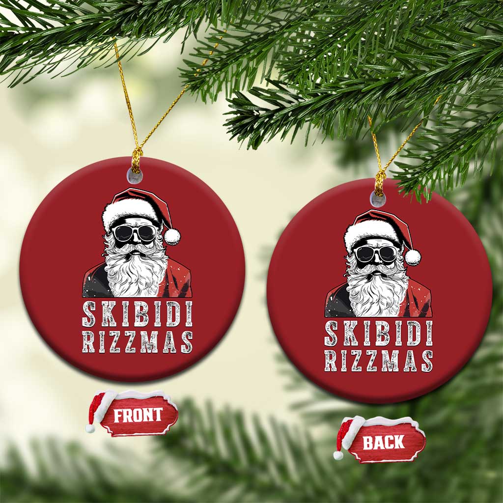 Funny Xmas Santa Christmas Ornament Skibidi Rizzmas Cool Charisma Rizz Santa Claus TS11 Circle Red Print Your Wear