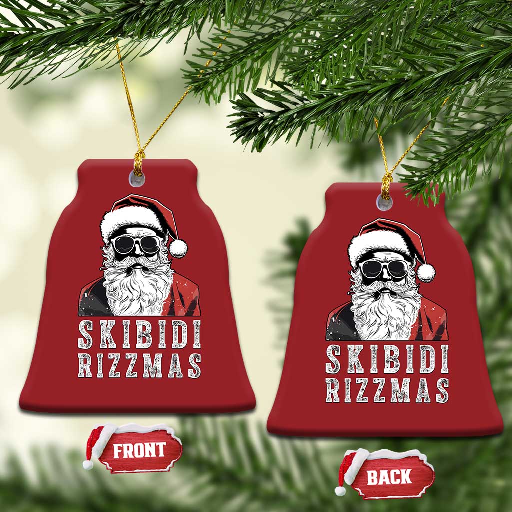 Funny Xmas Santa Christmas Ornament Skibidi Rizzmas Cool Charisma Rizz Santa Claus TS11 Bell Flake Red Print Your Wear