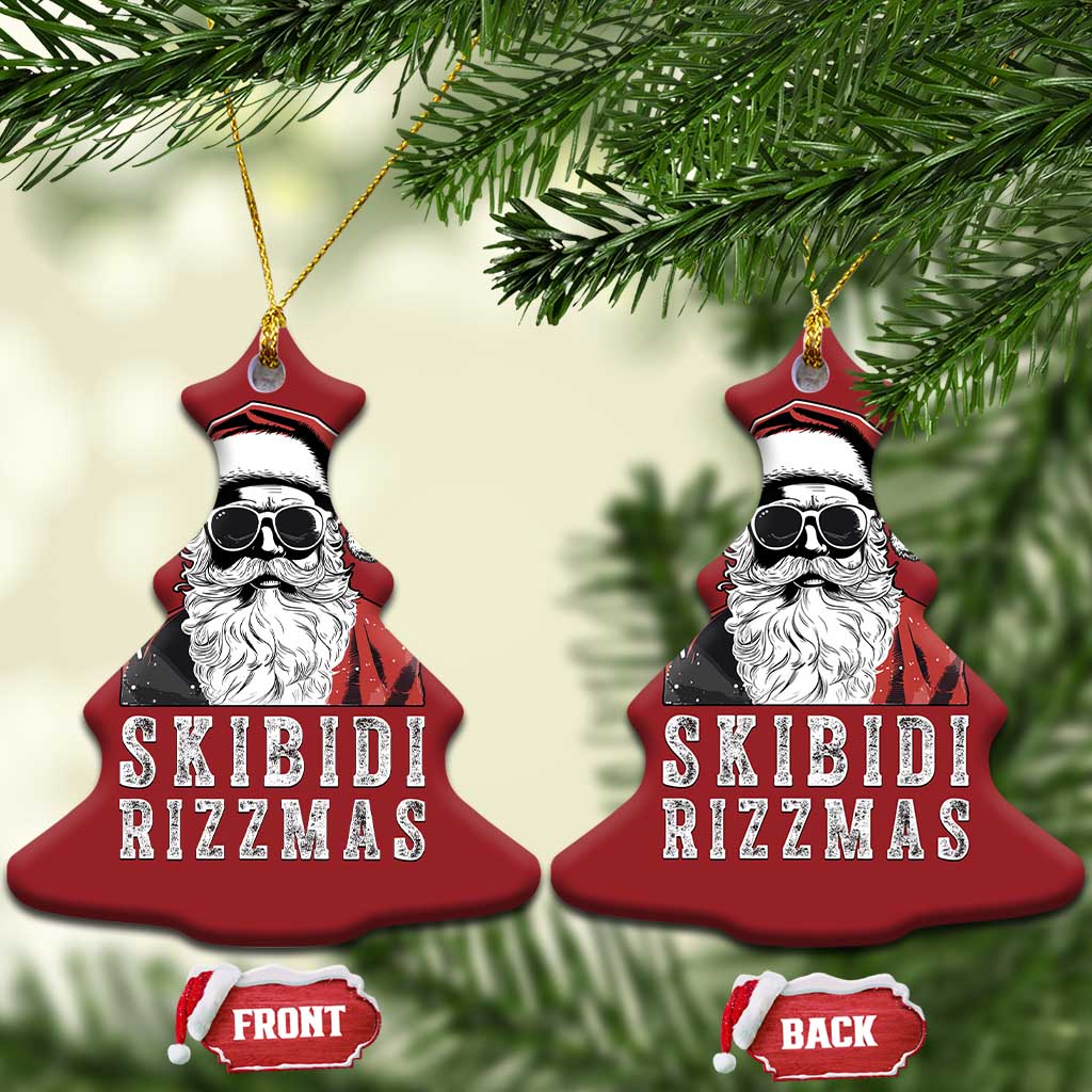 Funny Xmas Santa Christmas Ornament Skibidi Rizzmas Cool Charisma Rizz Santa Claus TS11 Christmas Tree Red Print Your Wear