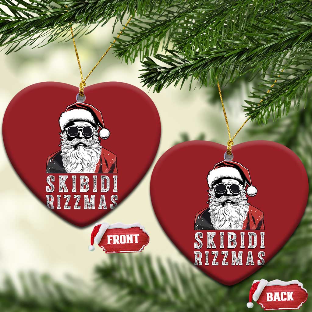 Funny Xmas Santa Christmas Ornament Skibidi Rizzmas Cool Charisma Rizz Santa Claus TS11 Heart Red Print Your Wear