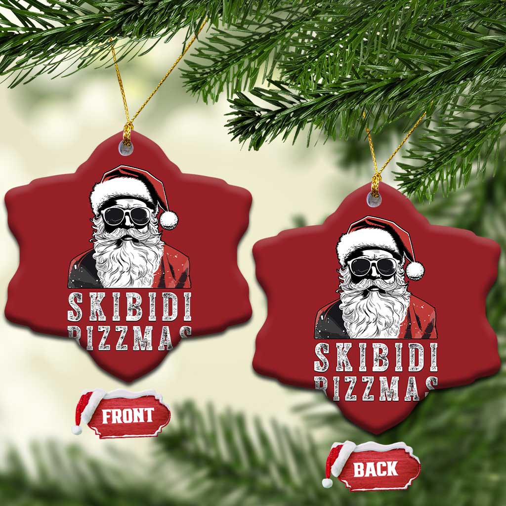Funny Xmas Santa Christmas Ornament Skibidi Rizzmas Cool Charisma Rizz Santa Claus TS11 Snow Flake Red Print Your Wear