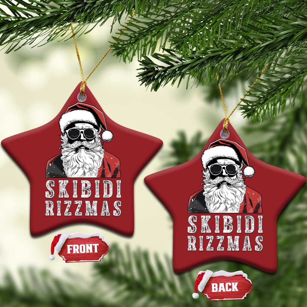 Funny Xmas Santa Christmas Ornament Skibidi Rizzmas Cool Charisma Rizz Santa Claus TS11 Star Red Print Your Wear
