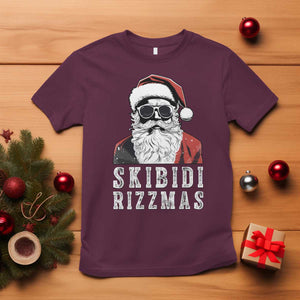 Funny Christmas Santa T Shirt Skibidi Rizzmas Cool Charisma Rizz Santa Claus TS11 Maroon Print Your Wear