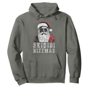 Funny Christmas Santa Hoodie Skibidi Rizzmas Cool Charisma Rizz Santa Claus TS11 Military Green Print Your Wear
