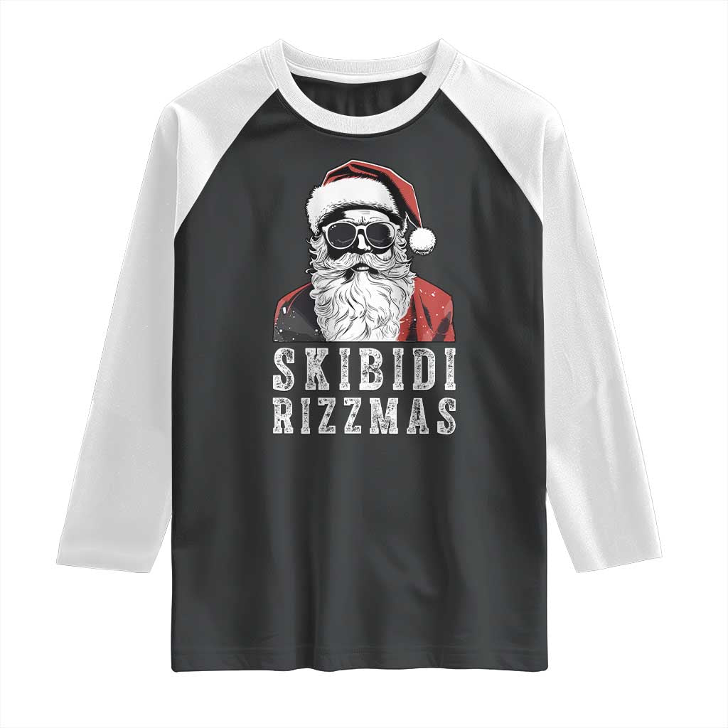 Funny Christmas Santa Raglan Shirt Skibidi Rizzmas Cool Charisma Rizz Santa Claus TS11 Black White Print Your Wear