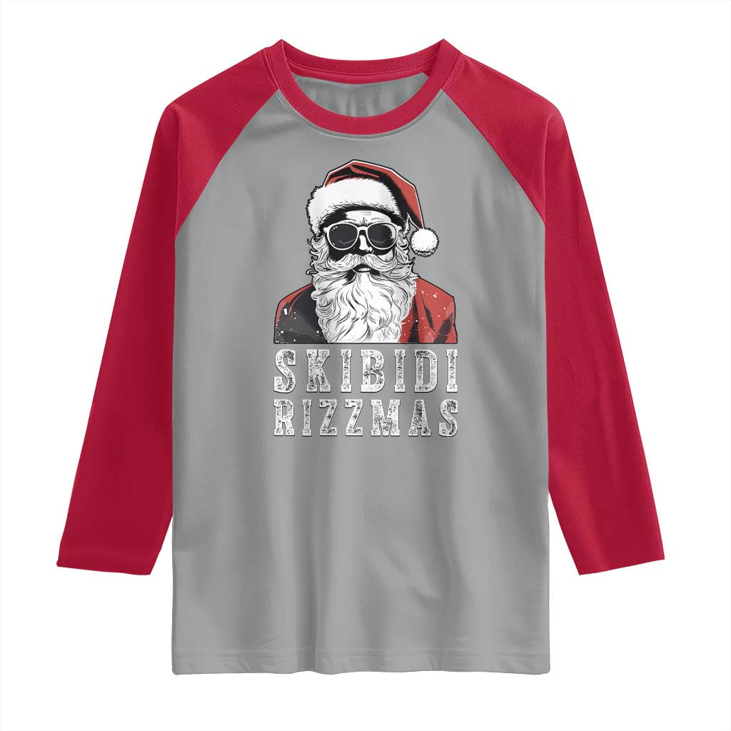 Funny Christmas Santa Raglan Shirt Skibidi Rizzmas Cool Charisma Rizz Santa Claus TS11 Sport Gray Red Print Your Wear